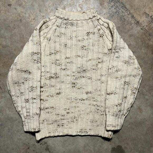 Vintage 80s Lord Jeff Cream Thick Wool Knit Sweater - Picture 1 of 3